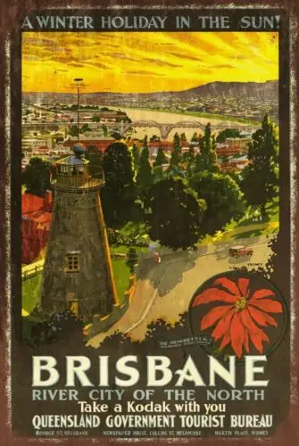 Brisbane Queensland Australia Advert Aged Look Vintage Retro Style Metal Sign sign