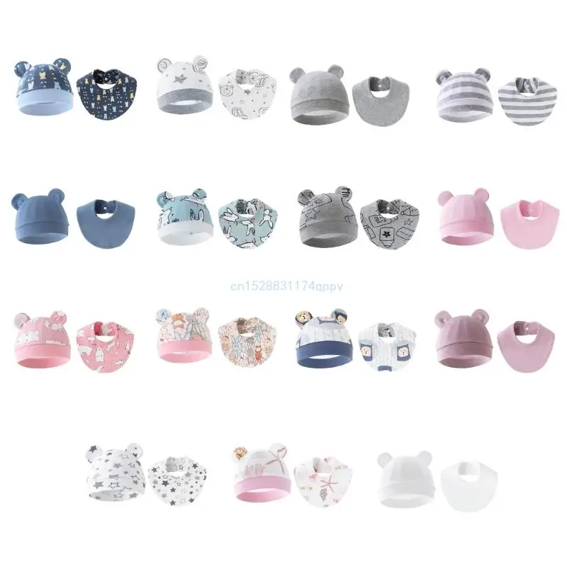 Baby Drooling Apron Bonnet Hat Feeding Towel Breathable Hat Cotton Burp Cloths Dropship