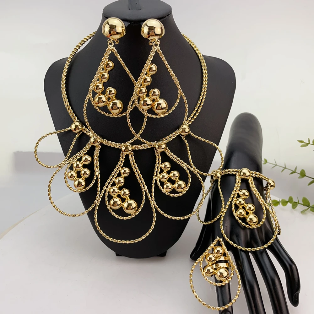 

Новейшее бразильское изысканное красивое ожерелье ручной работы, аксессуары для свадебной вечеринки, модный женский комплект ювелирных изделий FHK23932