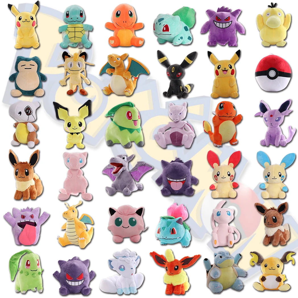 15-25CM Pokémon Plush Toy Pikachue Gengar Raichu Squirtle Eevee Charmander Bulbasaur Mewtwo Children's Birthday Christmas Gifts