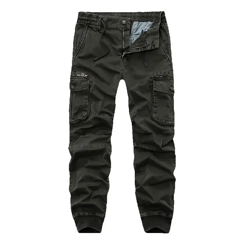 

Cargo Pants Men Solid Color Breathable Casual Pants Mens Safari Style Full Length Trousers Fashion Pockets Joggers Trousers Man