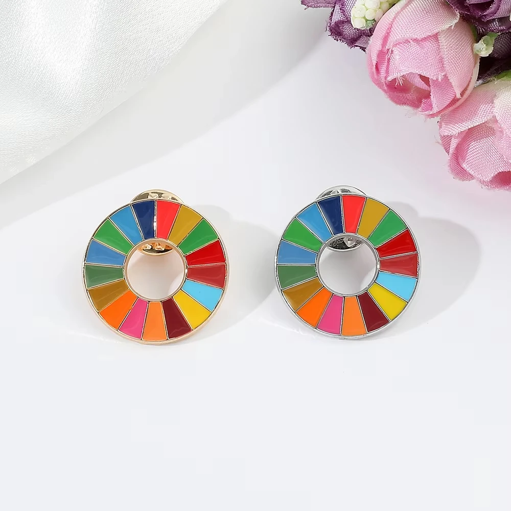 Fashion Rainbow Pins 17 Colors Sustainable Development Goals Brooch United Nations SDGs Pin Badge For Women Men