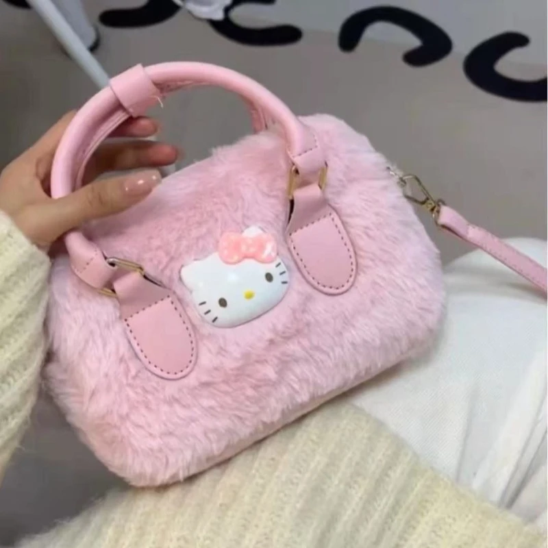 New Cute Hello Kitty Cartoon Handbag Crossbody Bag Versatile Texture Autumn Winter Niche Square Large Capacity Kawaii Pink Bags - view 5