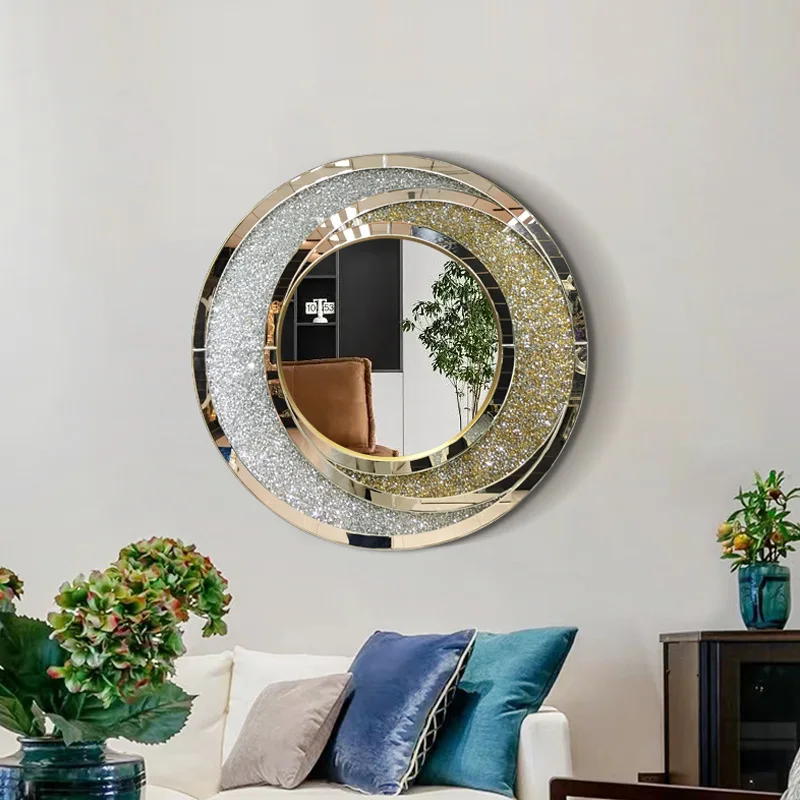 

Round art mirror living room entrance wall hanging decorative mirror European bathroom mirror