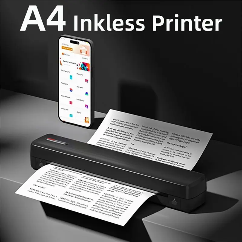 Exquisite-Document Paper Roll Printer Portable Thermal Printer Wireless Inkless Bluetooth Tattoo Stencil Printer Photo PDF