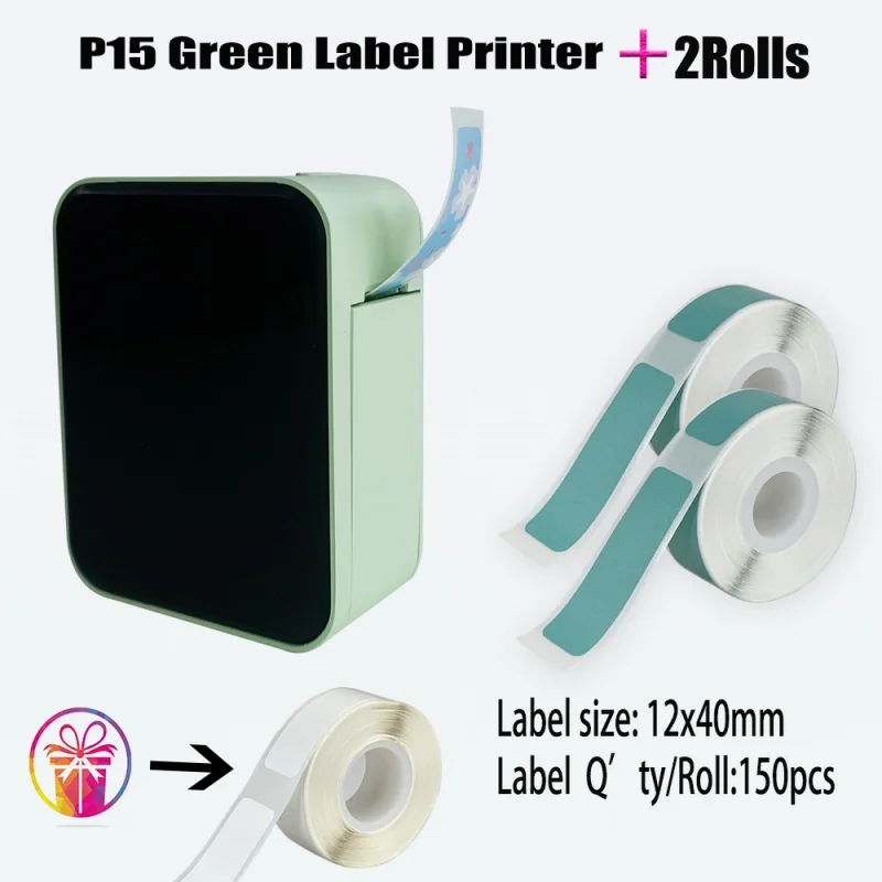 Portable Wireless Bluetooth &Compact & Handheld P15 Thermal Label Printer Easy to Carry Performance Printing for Different Needs