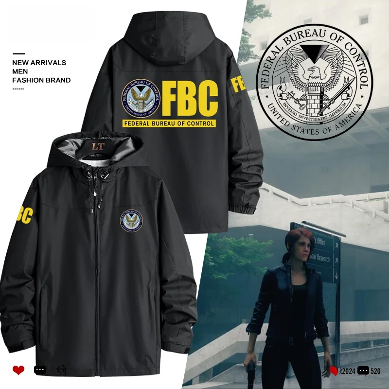 

Куртка с капюшоном FBC Federal Control Bureau Super l Phmena Organization Logo Jaet Youth, ветрозащитная, из полиэстера