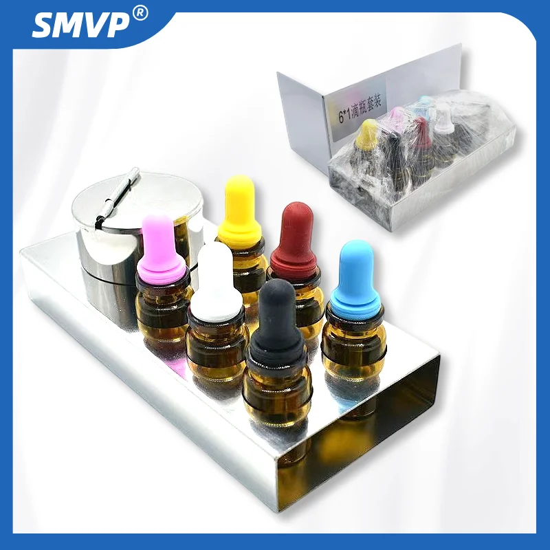 Dental Glass Dropper Bottle Set 4/6 Color Coded, Professional Medicine Dispenser for Dental Lab Clinic