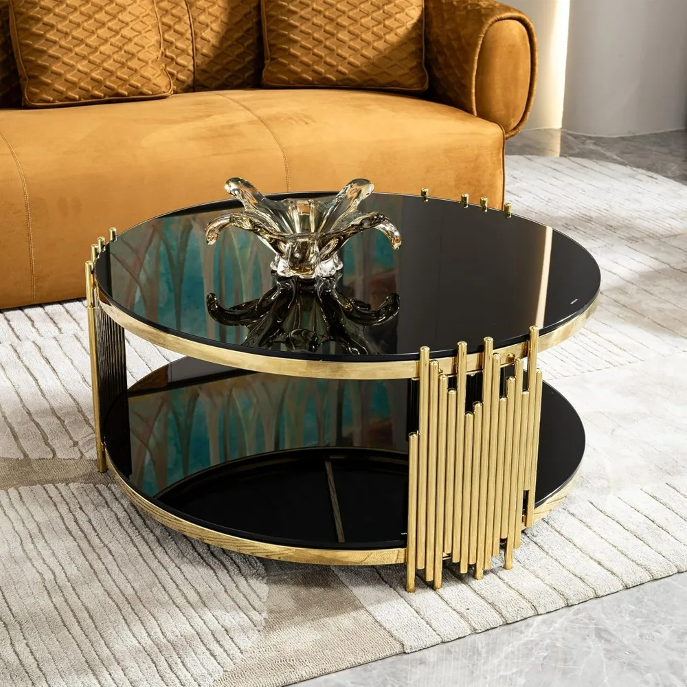 Gold Stainless Steel Irregular Leg Cocktail Table (Black Living Room Coffee Table 37