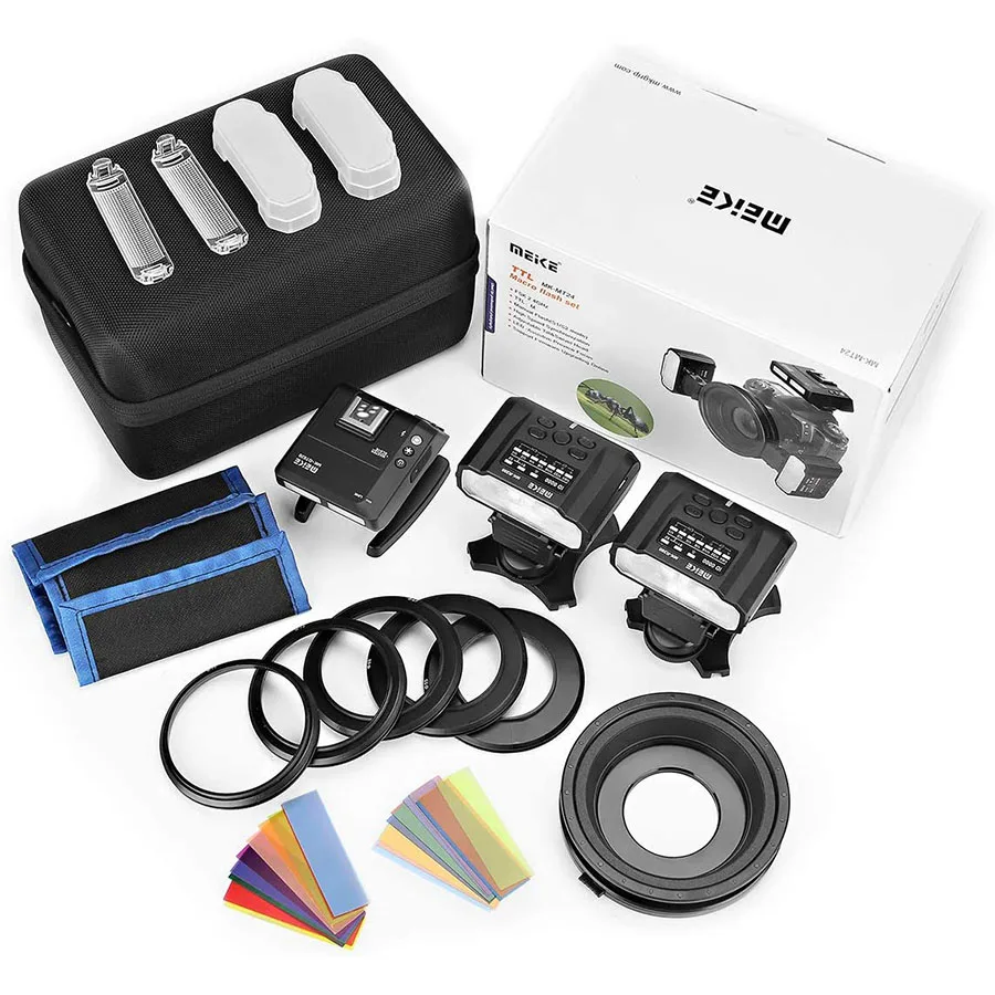 Meike MK-MT24II Macro Close-Up Twin Lite Flitser Compatibel Met Ef-Mount En Eos R Eos Rp Camera 'S