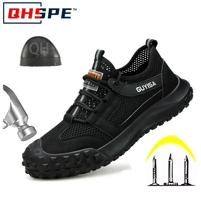 Mens Fashion Breathable Steel Toe Cap Working Shoes Summer Worker Safety Sneakers Brand Designer Security Boots Protect Footwear