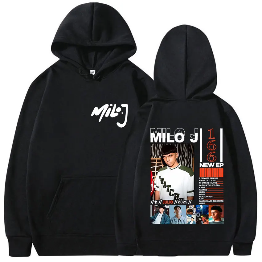 مغني الراب ميلو J 166 ألبوم 2025 الجرافيك هوديي الرجال الهيب هوب كنزة صوف البلوز القوطية موضة المتضخم هوديس الشارع الشهير #1