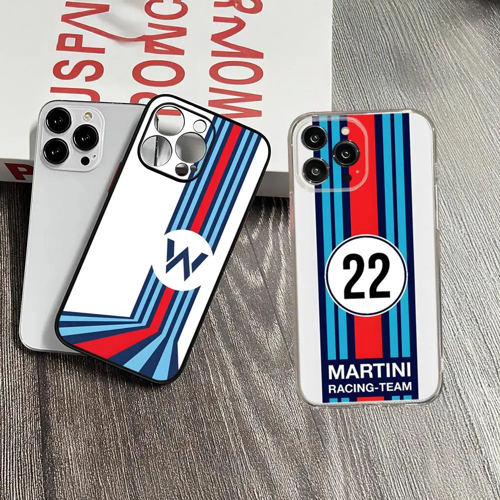 Funda de teléfono Racing Martini para iphone 16 15 14 13 Pro Max Mini 11 12 Xr X Xs 7 8 Plus