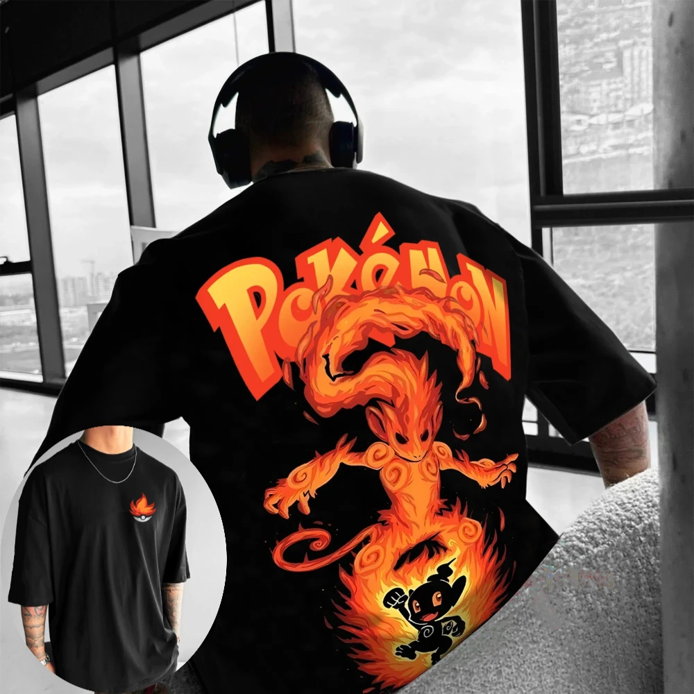 

Pokémon Men's and Women's T-shirt Infernape Anime Tee Summer Boy's New Short Sleeves Versatile Personality Parent-child Outfits