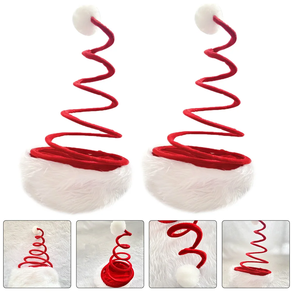 

2Pcs Christmas Hat Headwear Lightweight Christmas Hats Santa Hat for Carnival Photo Prop Xmas Decoration Party Favor Gift