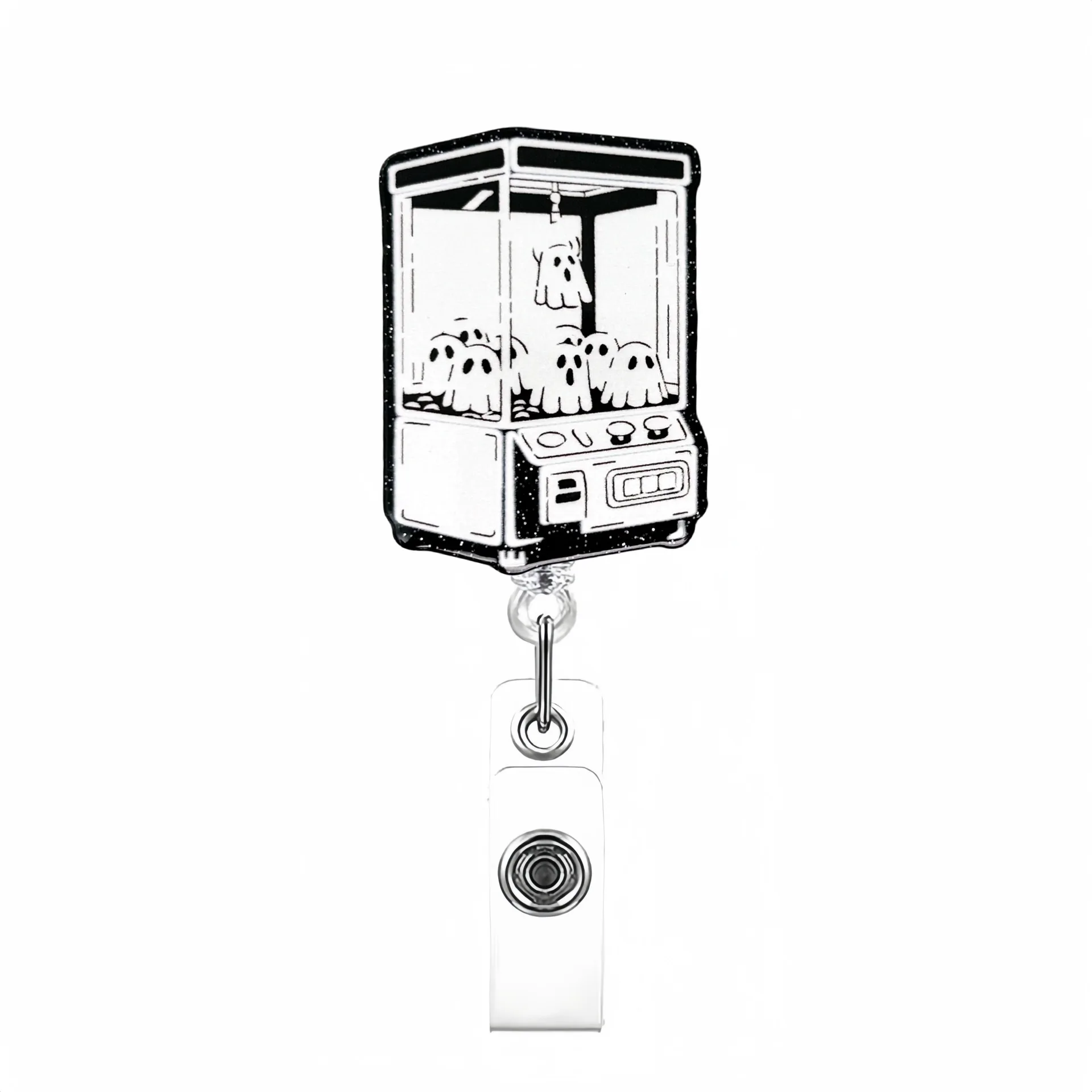 

Acrylic Badge Reel Cute Halloween Badge Holder Retractable Name Tag Convenient Alligator Clip Id Badge For Exhibition Office