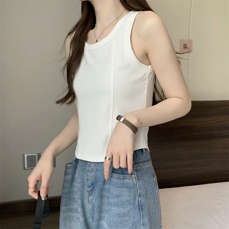 Weiße U-Ne-Basischicht-Trägerweste, 2023, Sommer, neues, tailliertes, schlankes Svel-Damen-Design-Sensation-Top