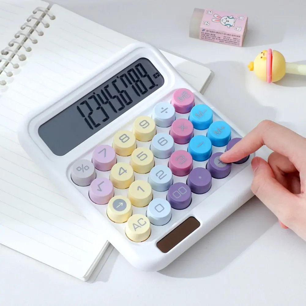 Large LCD Display Mechanical Calculator Big Round Button Candy Colored Desktop Calculator High Sensitivity Button High Beauty