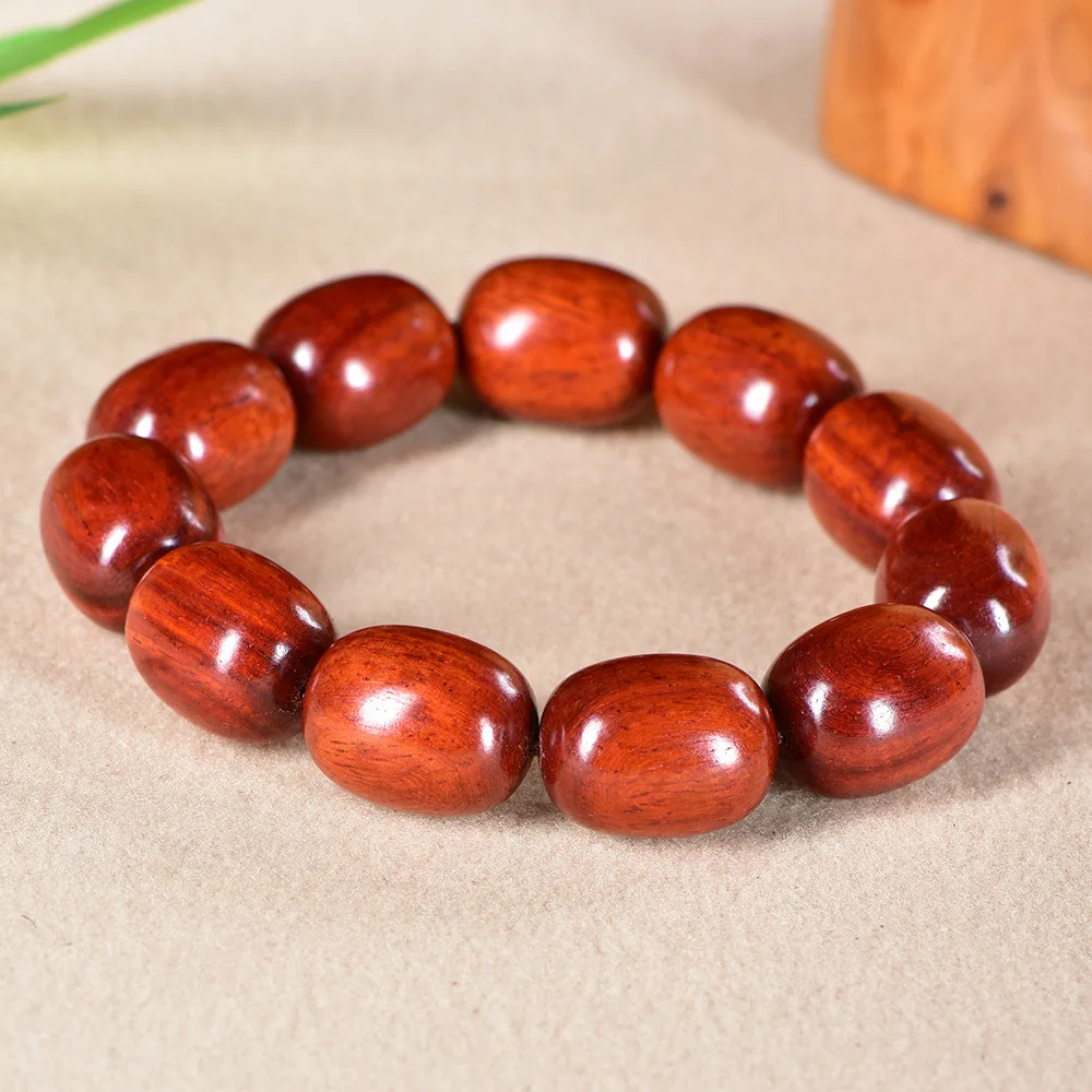Natural Old Material Lobular Rosewood Date Bead Bracelet for Men Sandalwood Bead Bracelet Buddhist Prayer Beads Gifts