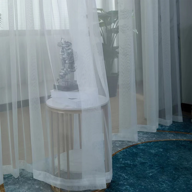 Asazal White Tulle Sheer Bay Window Gauze Curtains For Living Room Balcony Custom Size Modern Voile Drapes Bedroom Decoration