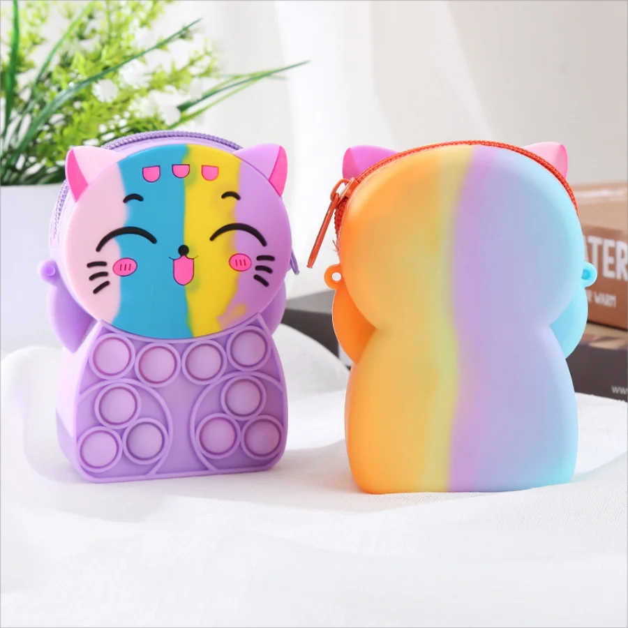 Girls silicone cute animal bag messenger bag coin purse kids stress relief pop toy stress relief bubble fun small gift shoulder