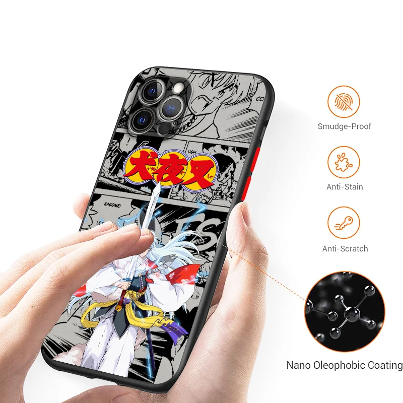 I-Inuyasha Anime Cool Cute Frosted Translucent For Apple iPhone 15 14 13 12 11 XS XR X 8 7 SE Pro Max Plus Mini Matte