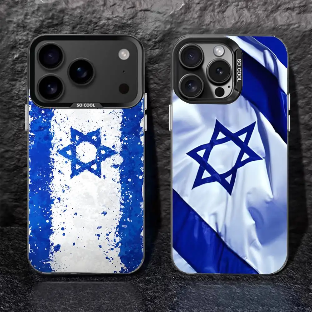 

Star of David I-Israel Flag Phone Case For iPhone 17,16,15,14,13,12,11,Pro,Max,Plus,Black Matte Shockproof Cover