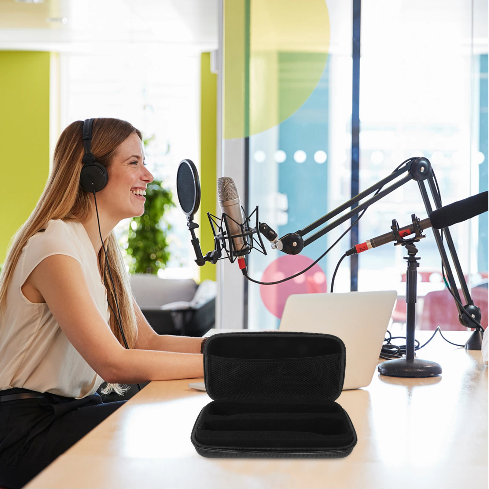 

Microphone Storage Bag Organizer Wireless Box Electronic Equipment Stand System Case Travel