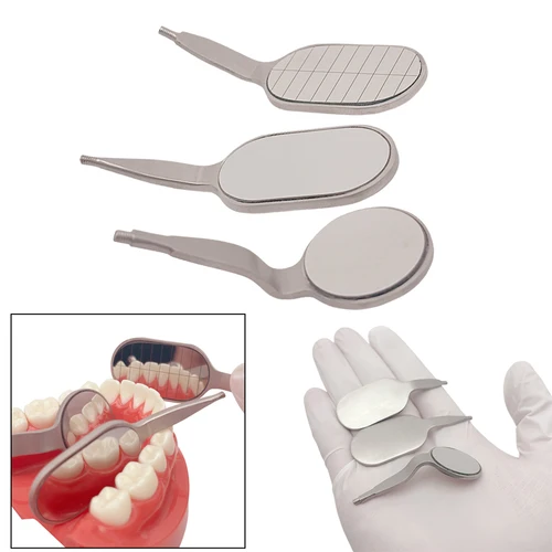 Imagen 1 del producto Espejos dentales antiniebla de primera calidad chapados en rodio, diseño de mango largo, ideales para dentistas, clínicas y estudiantes de odontología
