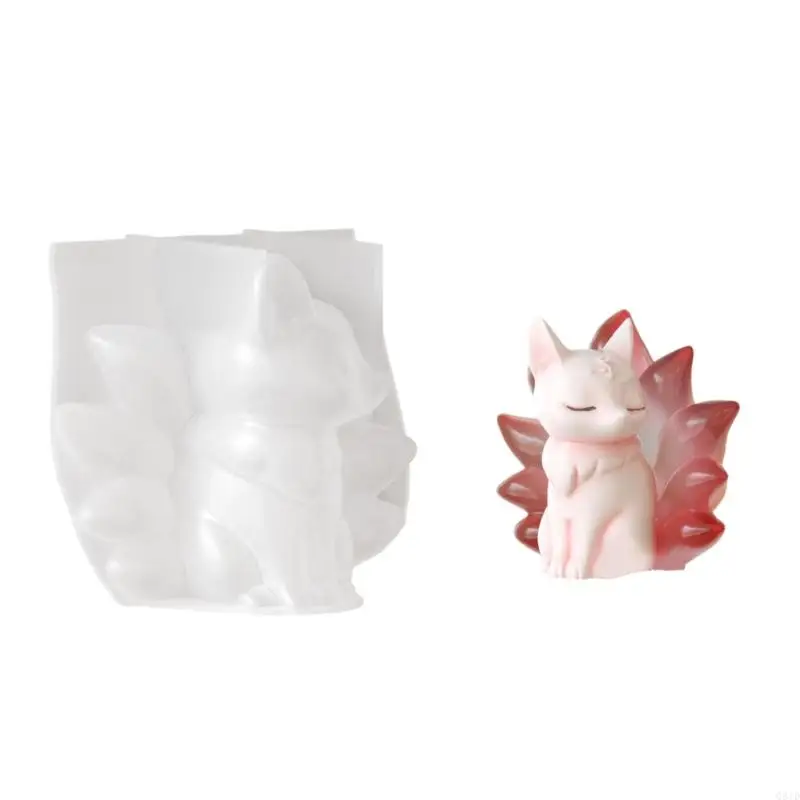 Practical Figurine Molds Foxes Shape Handmade Ornament Moulds Silicone Texture Suitable for Clay Wax and Resin Crafting