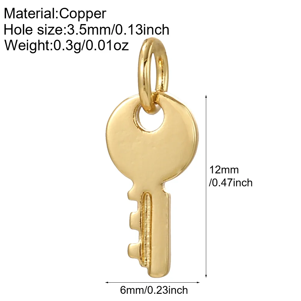 Cute Heart Key Lock Charms for Jewelry Making Supplies Accessories Diy Necklace Bracelet Jewelry Charm Copper CZ Zircon Pendant