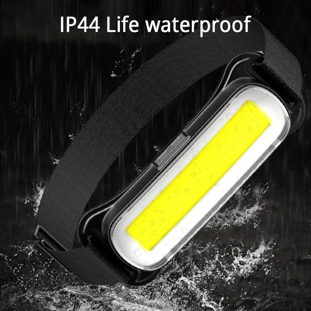 1-10PCS 500mAh Type-C Rechargeable LED Headlamp 3 Modes Headlight Head Lamp Waterproof COB Floodlight for Running Camping Hiking