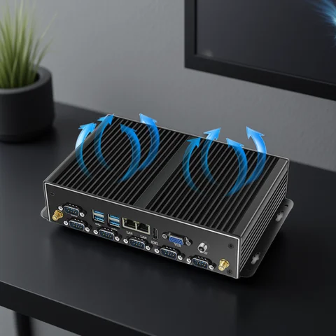 Mini Industrial PC Fanless Dual LAN 6*COM 4G LTE Core i5 4200U i7 4500U J1900 HD WiFi 6*RS232 RS485 Windows 11 Linux Computer