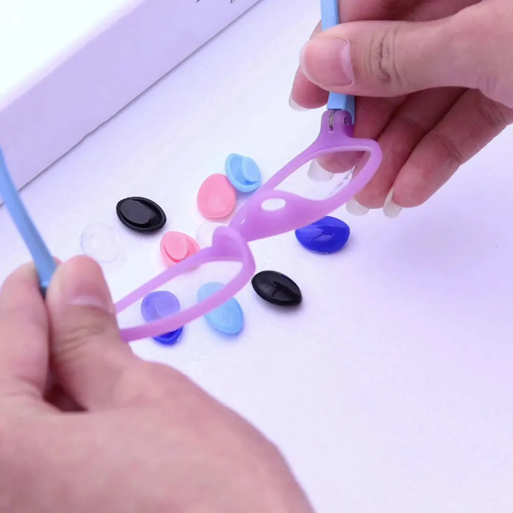

4Pairs Kids Eyeglasses Nose Pads Colored Silicone Comfortable Soft Nose Grips Anti Slip Bridge Pads Replacement Eyewear Parts