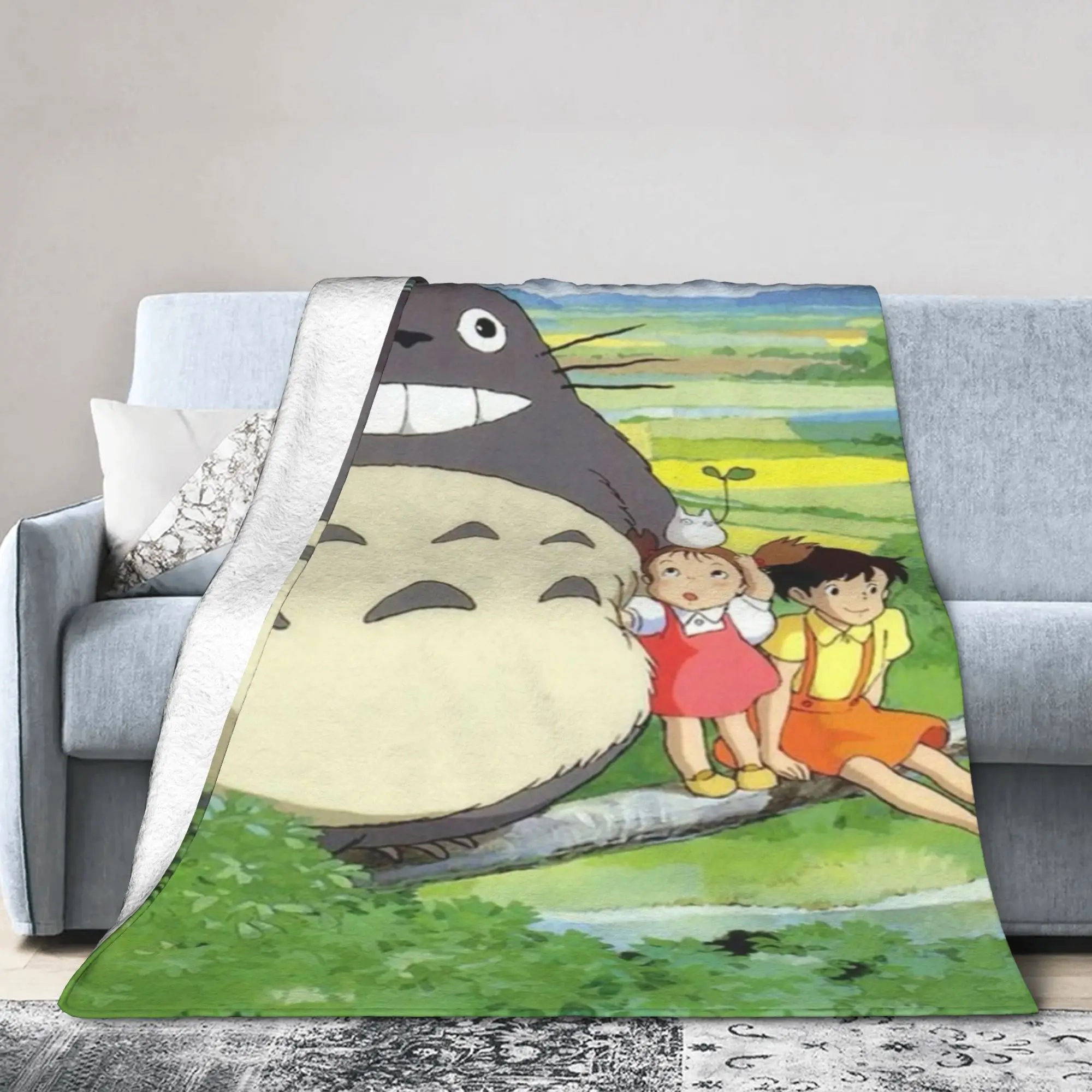 Comfortabele T-Totoroes Dekenaccessoires Bank Decoratieve Deken Gooi Super Warm Fleece voor in de auto