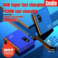 30000mAh Power Bank with 66W PD Super Fast Charge - HD Digital Display Portable Charger for iPhone & Android