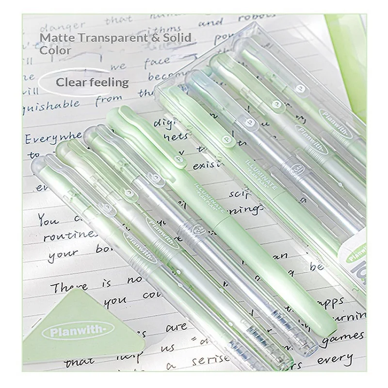 Planwith Gel Pen Set 4pcs INS Transparent Body Sphere Retractable Portable Leak-Proof Exam Pens Note Taking Journaling Supplies
