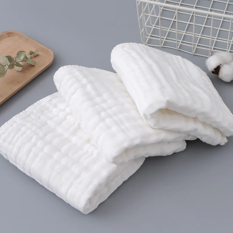 Muslin Newborn Towel Baby Items White 6 Layers Kids Hand Face Towels 100% Cotton Baby Bibs Burp Cloth 1/3Pcs 25*50cm