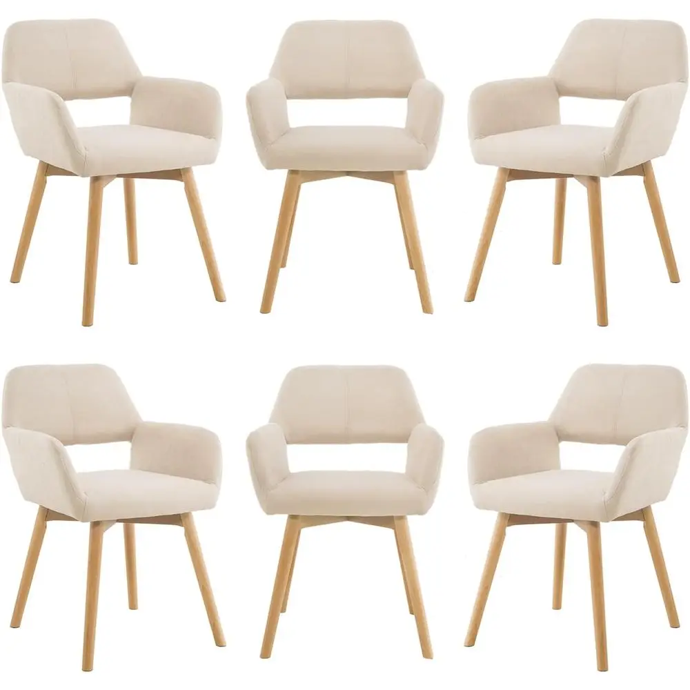 

6-Piece Dining Chairs Set, 4 & 2 Accent Chairs, Upholstered for Kitchen, Dining, Living Room, Bedrooms, Waiting Area, Arm Desk C