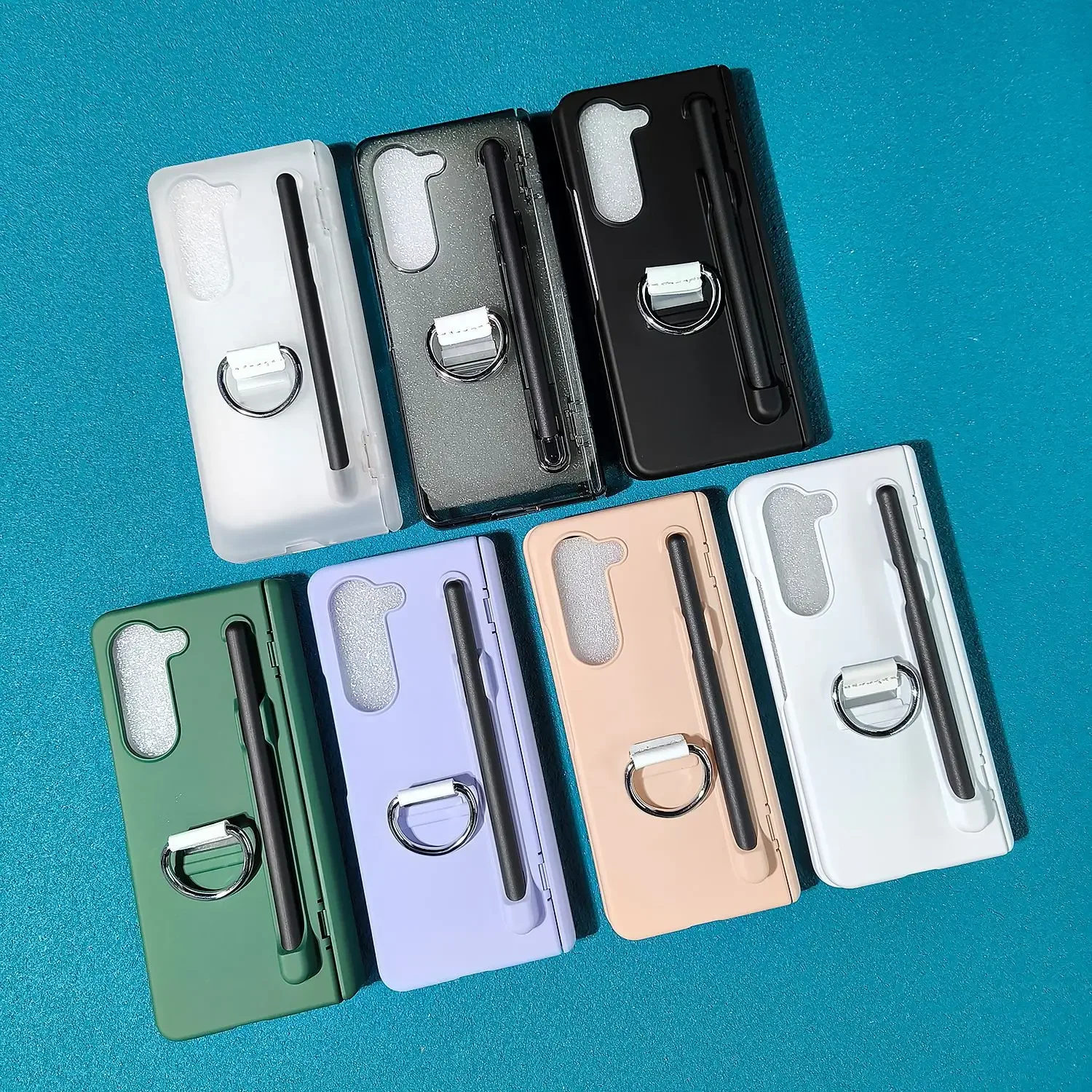 For Samsung Galaxy Z Fold 6 5 Case Ultra Thin Skin Friendly Matte Folding Hinge Ring Bracket Pen Slot Optional with Pen Cover