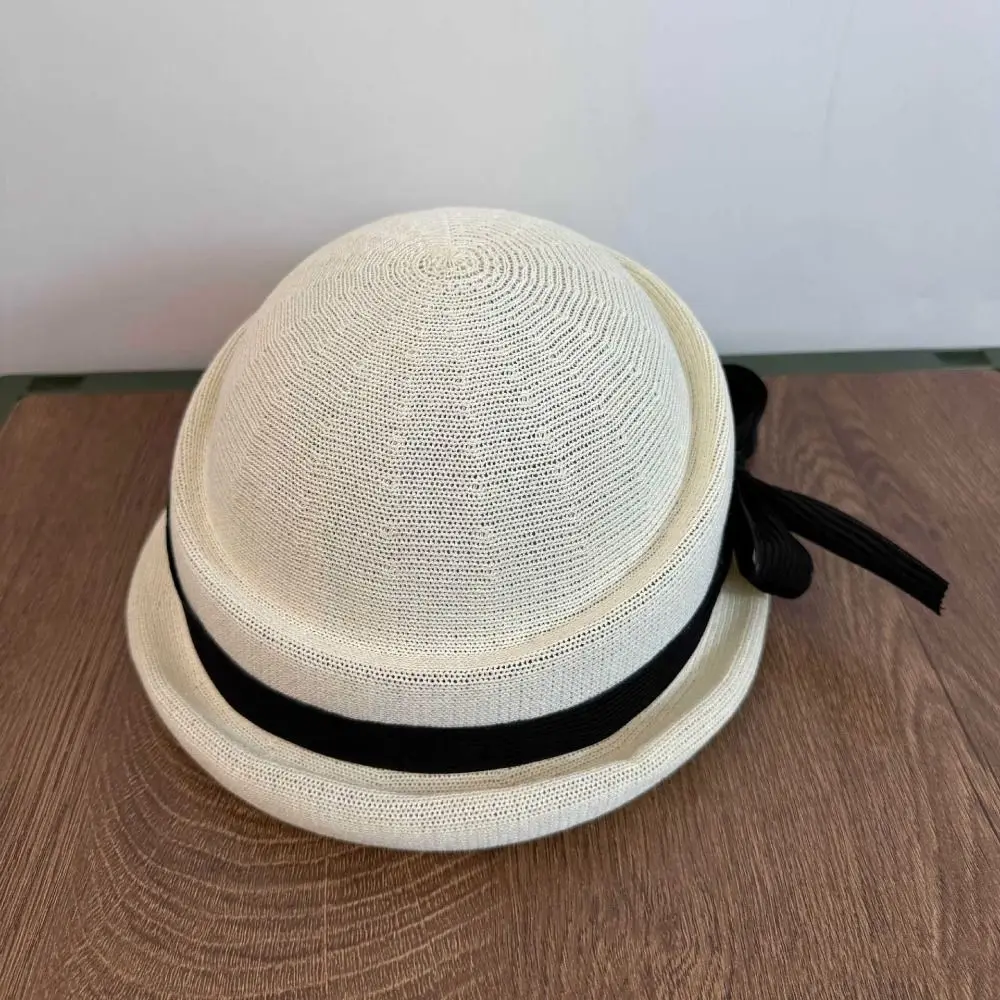 

Модная шляпа-панама с бантом в стиле Хепберн, тонкая, плоская, солнцезащитная, весна-лето