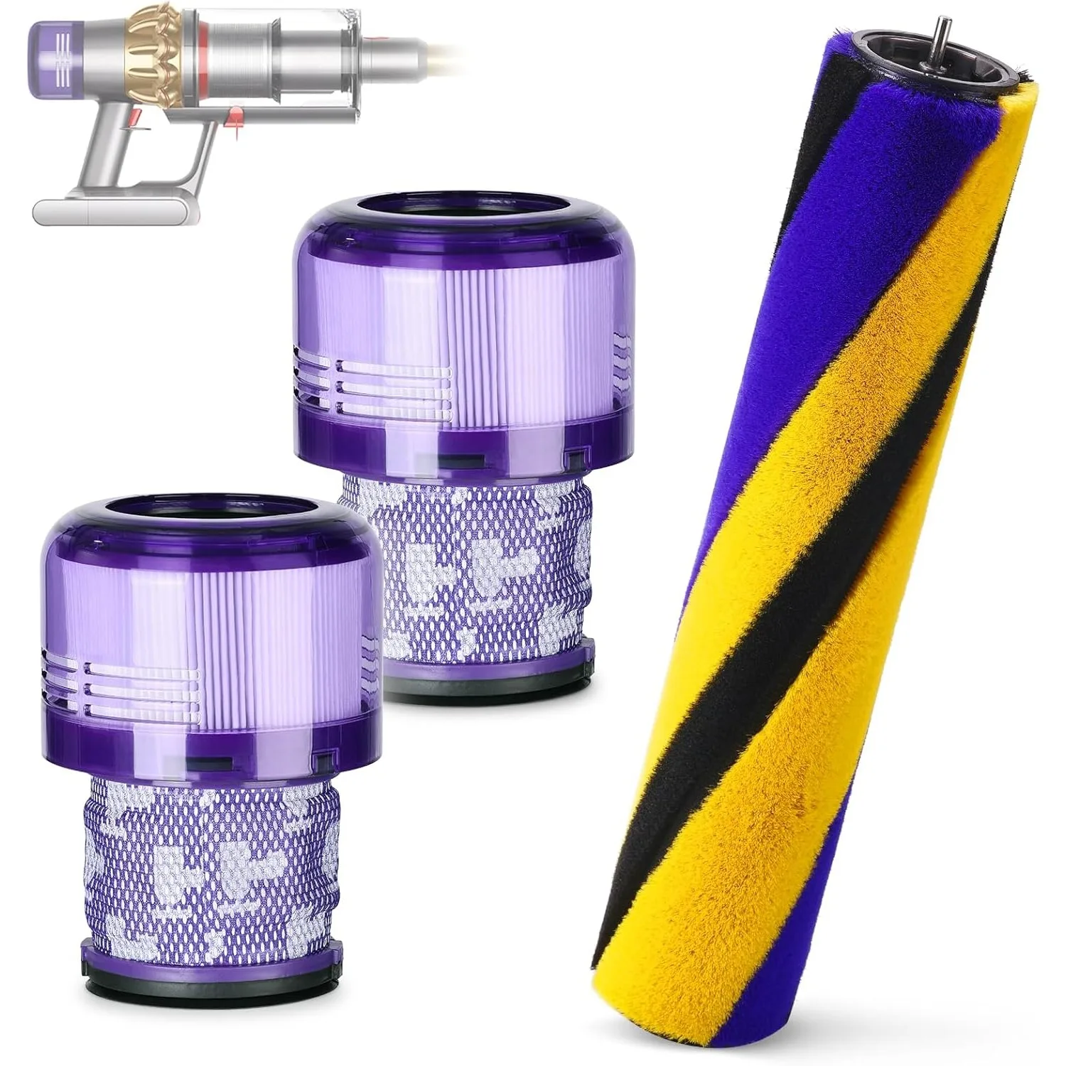 

Roller Brush Soft Roller Brush Bar Compatible with Dyson V15 Detect Vacuum Cleaner Includes 2 HEPA Filters Part No 971634-01