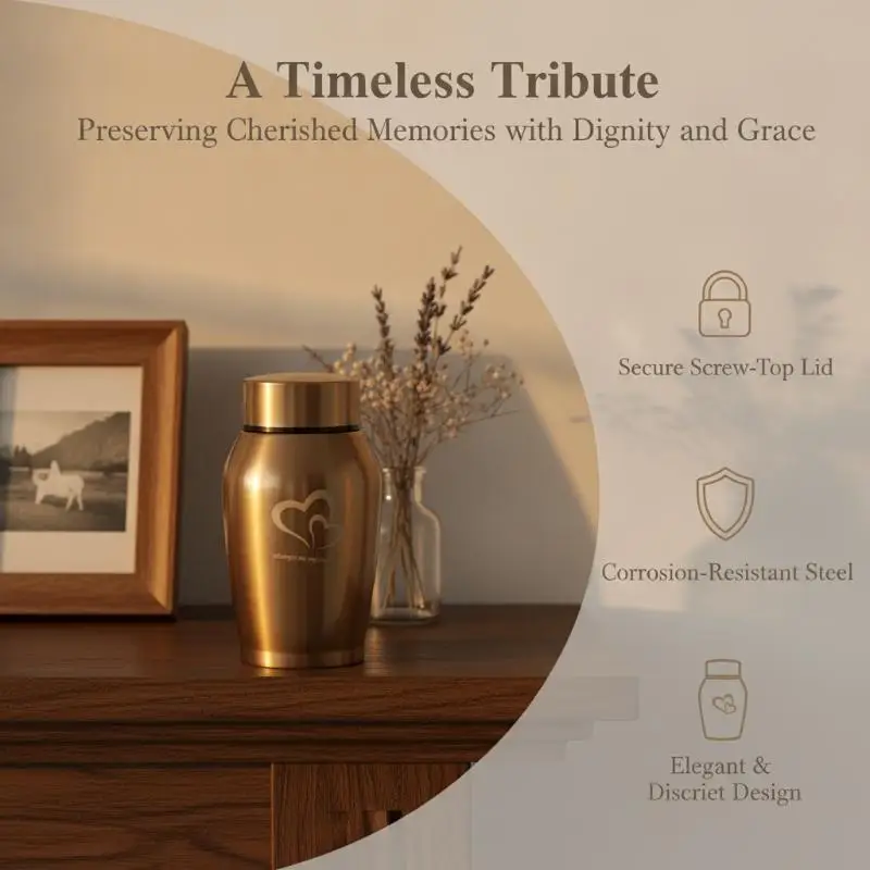 Stainless Steel Pet Memorial Keepsake Urn Moisture Proof Lid Design for Dog Cat Cremation  Travel Carry