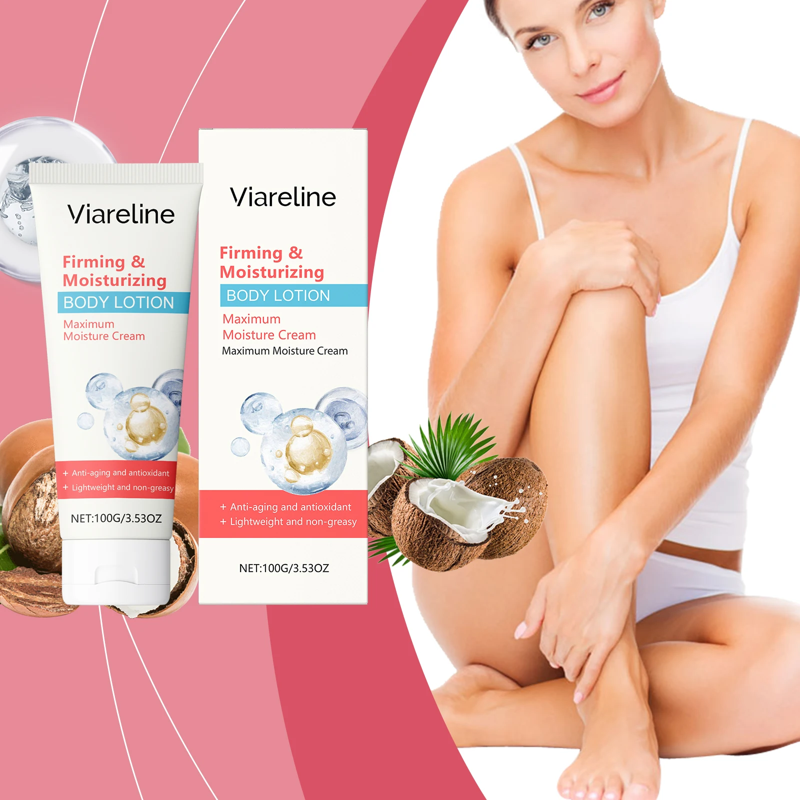 퍼밍 & 모이스처라이징 바디 로션 - 안티에이징 항산화 성분이 함유된 최대 수분 크림 - 가벼운 무게