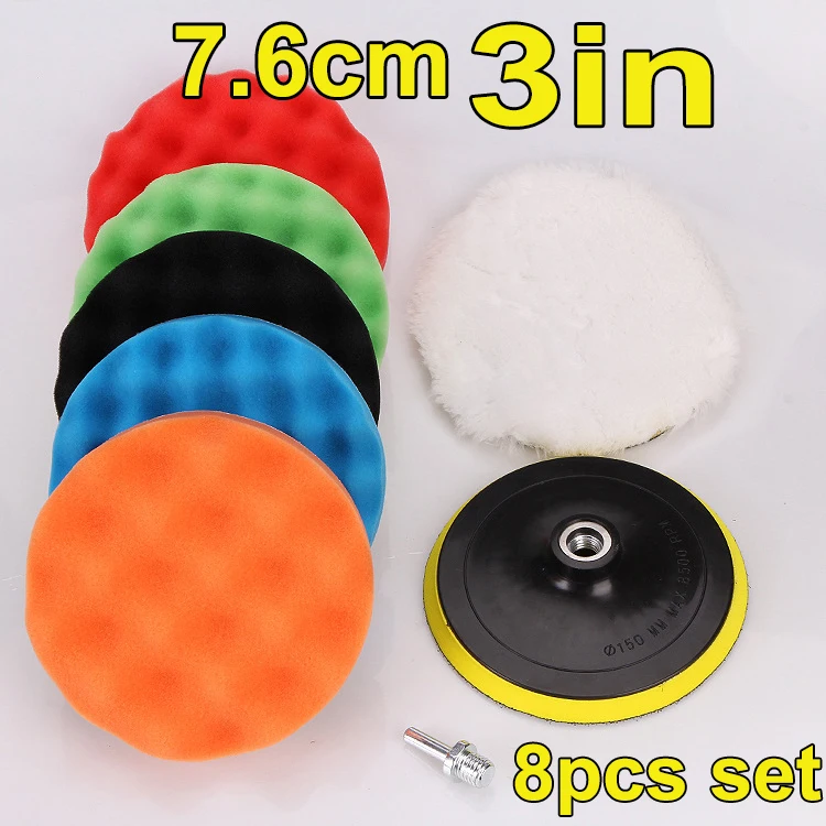 8 Stuks Auto Polijsten Pads Kit 3/4/5/6/7 Inch Schuim Spons Buffer Pad Buffing Disc Set Polijstmachine Polijstmachine Wax Pads 125/150 Mm