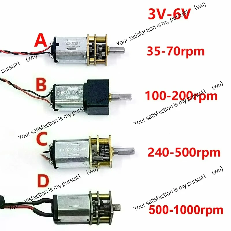 Full Metal Gearbox Mini N20 Gear DC Motor 3/5/6 V 35/70/100/200/240/500rpm, Low Speed, High Torque