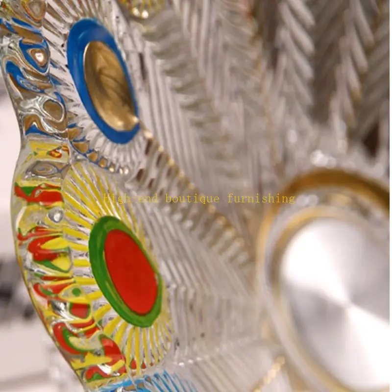 L9NB 10Cm Height Glass Dish With Peacocks Design For Entertaining Guests