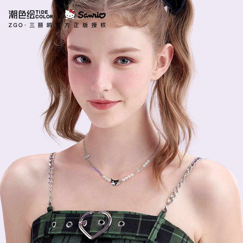 

2024 New Sanrio Animation Cartoon Kawaii Kuromi Necklace Ins Niche Design Girl Heart Lolita with Holiday Gifts Birthday Gifts