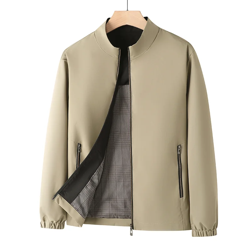 

Men's stand-up collar jacket solid color business casual loose cardigan jacket top