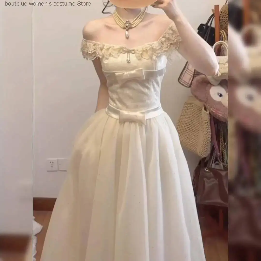 

Sweet Heavy Craft Rich Family Daughter Dress Women Summer Stunning Princess Dress Small Flutter Sleeves Waist-Cinching Long